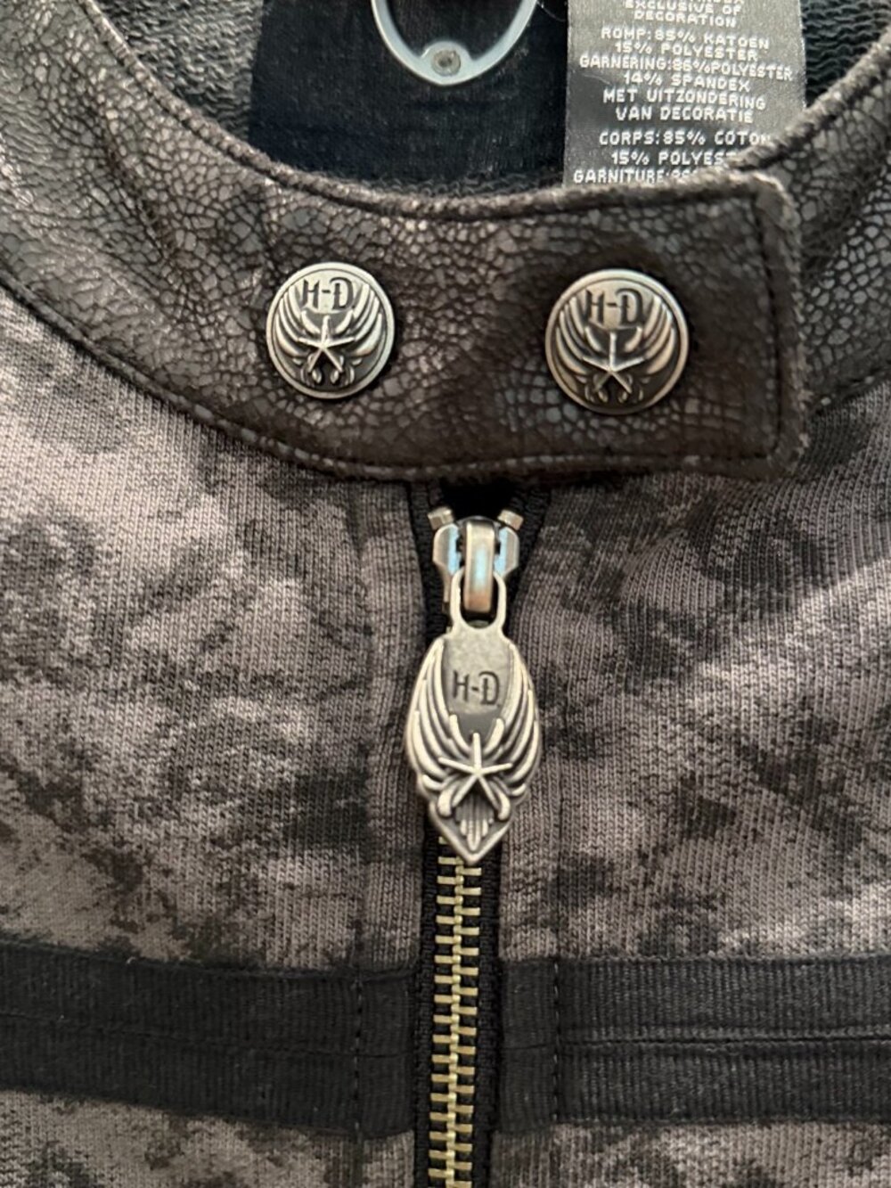 Harley-Davidson Black Gray Military Moto Sweatshirt Jacket
